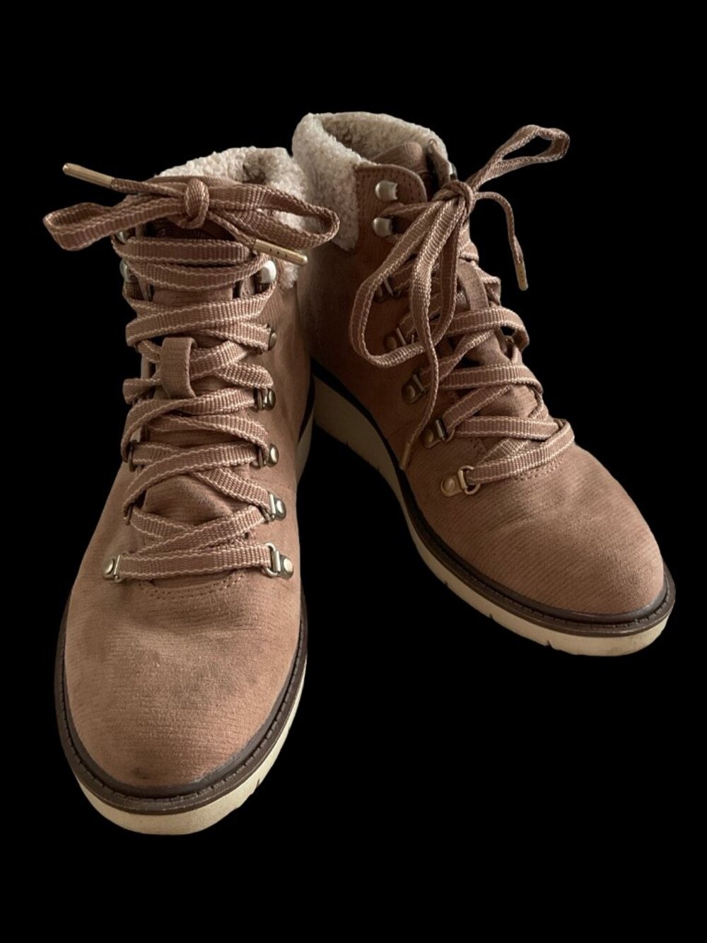 Brown Wedge Boot w/ Sherpa Trim